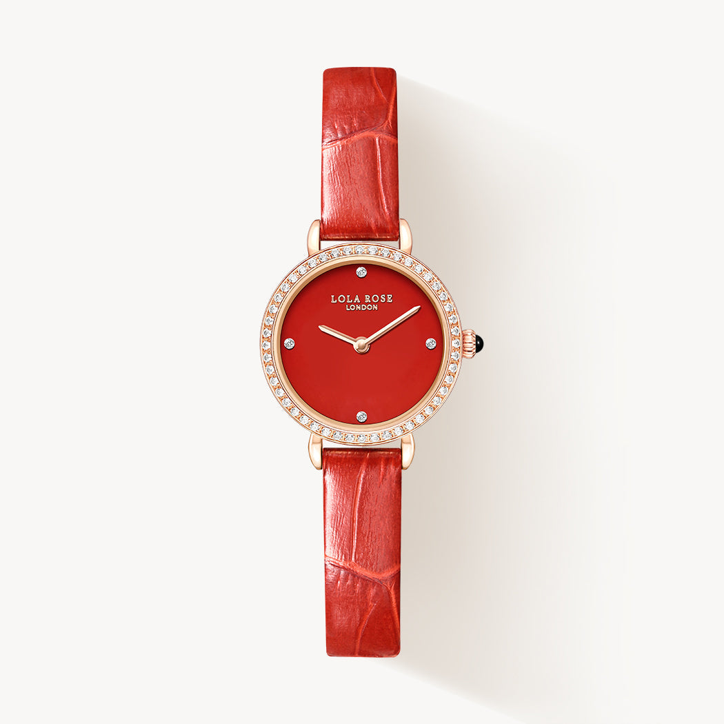 Relógio Cornalina com Zircônia Vermelho