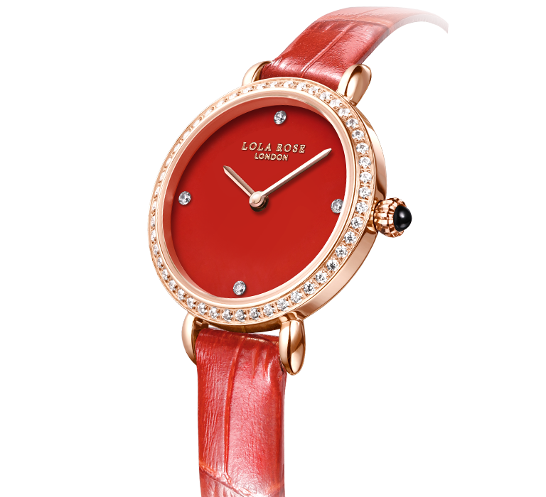 Relógio Cornalina com Zircônia Vermelho